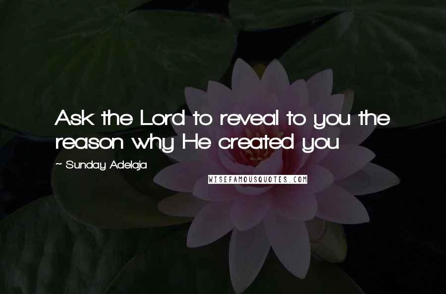 Sunday Adelaja Quotes: Ask the Lord to reveal to you the reason why He created you