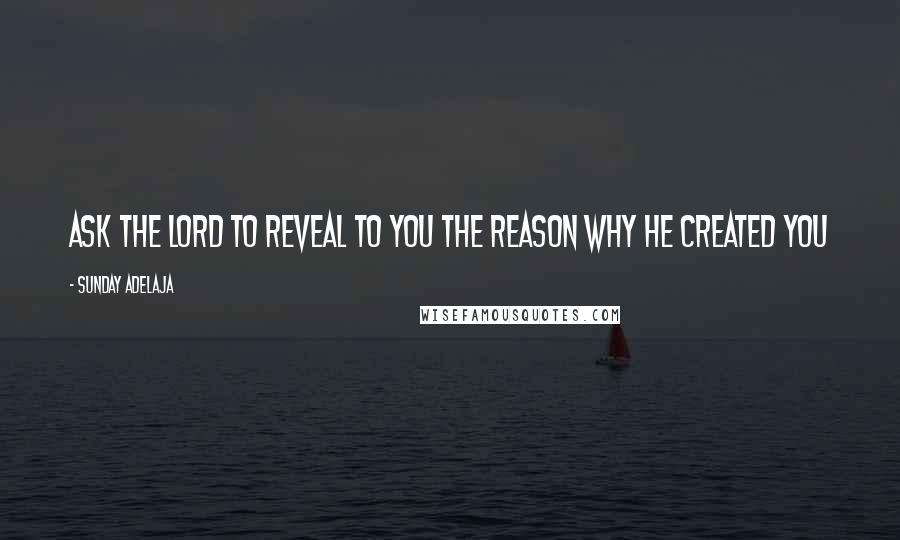 Sunday Adelaja Quotes: Ask the Lord to reveal to you the reason why He created you