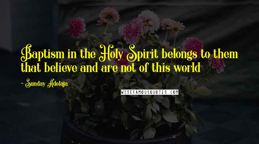 Sunday Adelaja Quotes: Baptism in the Holy Spirit belongs to them that believe and are not of this world