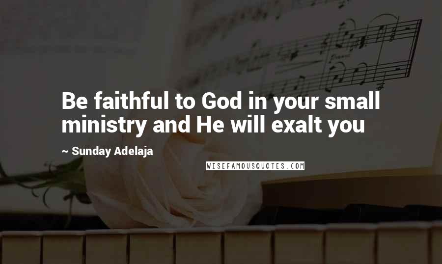 Sunday Adelaja Quotes: Be faithful to God in your small ministry and He will exalt you