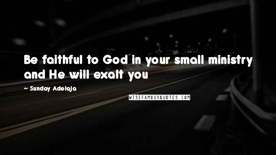 Sunday Adelaja Quotes: Be faithful to God in your small ministry and He will exalt you