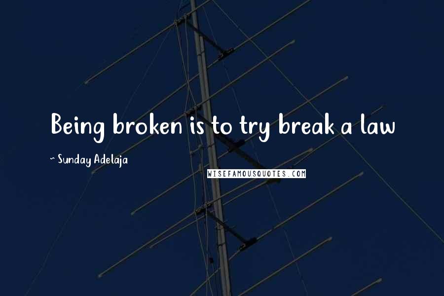Sunday Adelaja Quotes: Being broken is to try break a law
