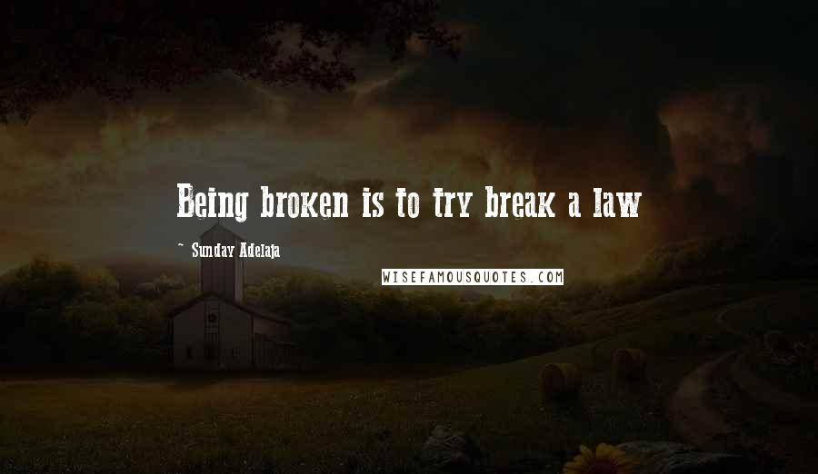 Sunday Adelaja Quotes: Being broken is to try break a law