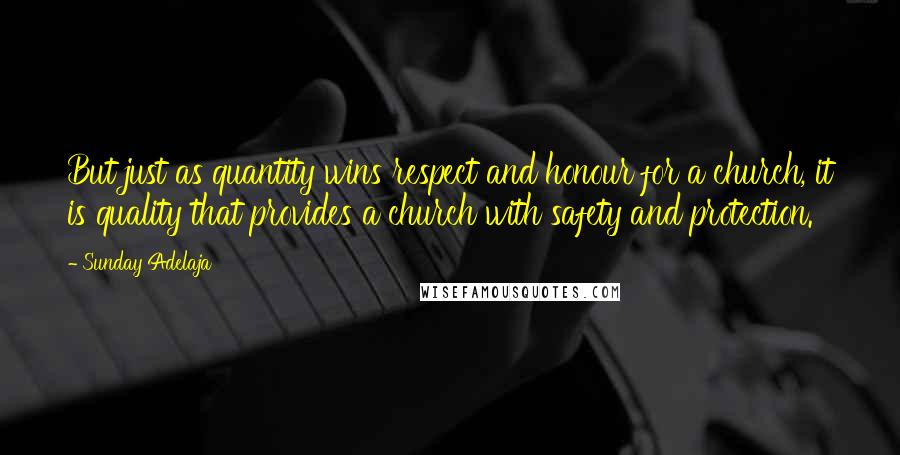 Sunday Adelaja Quotes: But just as quantity wins respect and honour for a church, it is quality that provides a church with safety and protection.