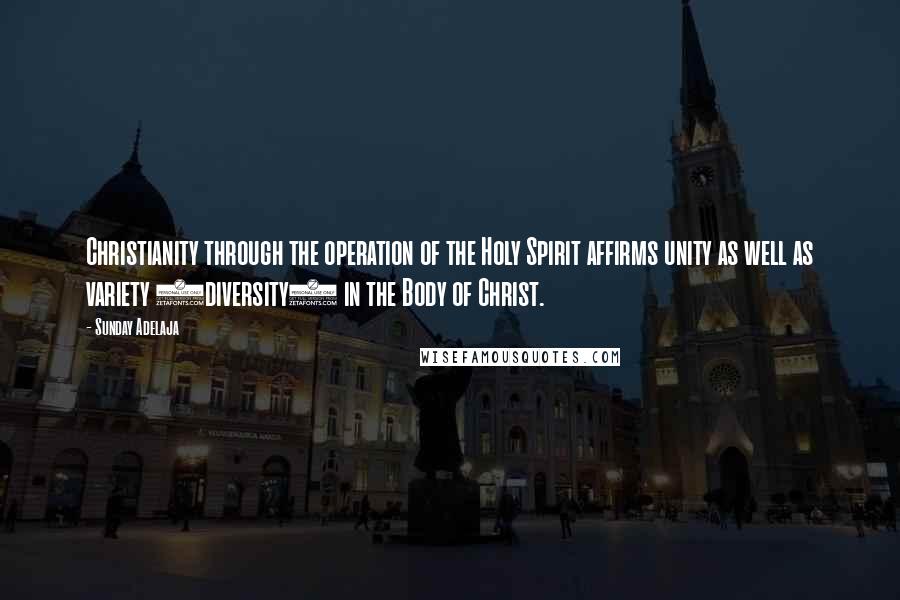 Sunday Adelaja Quotes: Christianity through the operation of the Holy Spirit affirms unity as well as variety (diversity) in the Body of Christ.