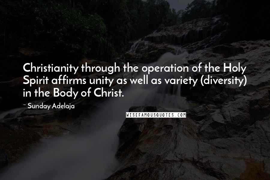 Sunday Adelaja Quotes: Christianity through the operation of the Holy Spirit affirms unity as well as variety (diversity) in the Body of Christ.