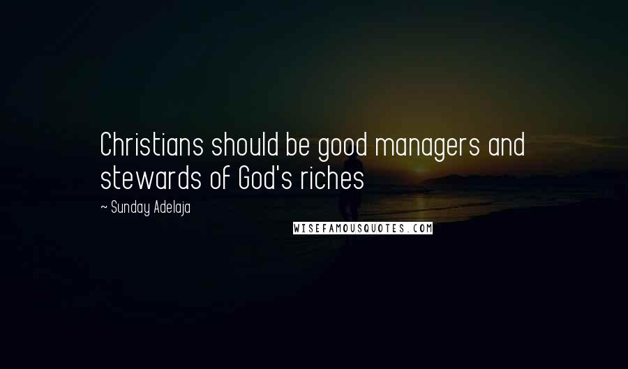 Sunday Adelaja Quotes: Christians should be good managers and stewards of God's riches