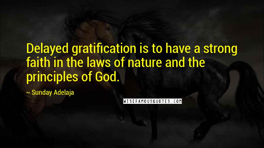 Sunday Adelaja Quotes: Delayed gratification is to have a strong faith in the laws of nature and the principles of God.