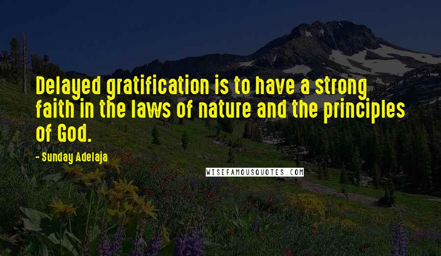 Sunday Adelaja Quotes: Delayed gratification is to have a strong faith in the laws of nature and the principles of God.