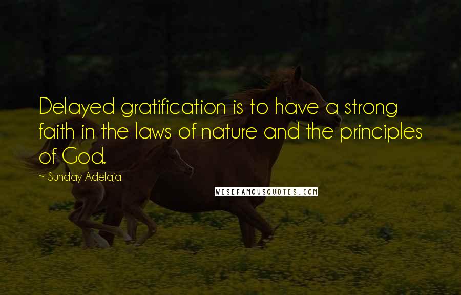 Sunday Adelaja Quotes: Delayed gratification is to have a strong faith in the laws of nature and the principles of God.