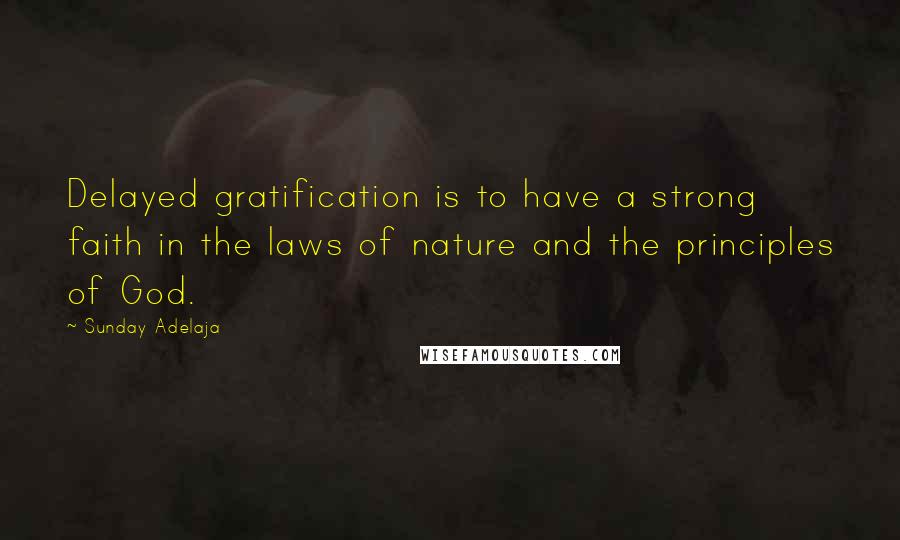 Sunday Adelaja Quotes: Delayed gratification is to have a strong faith in the laws of nature and the principles of God.