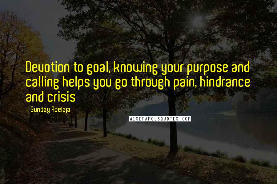 Sunday Adelaja Quotes: Devotion to goal, knowing your purpose and calling helps you go through pain, hindrance and crisis