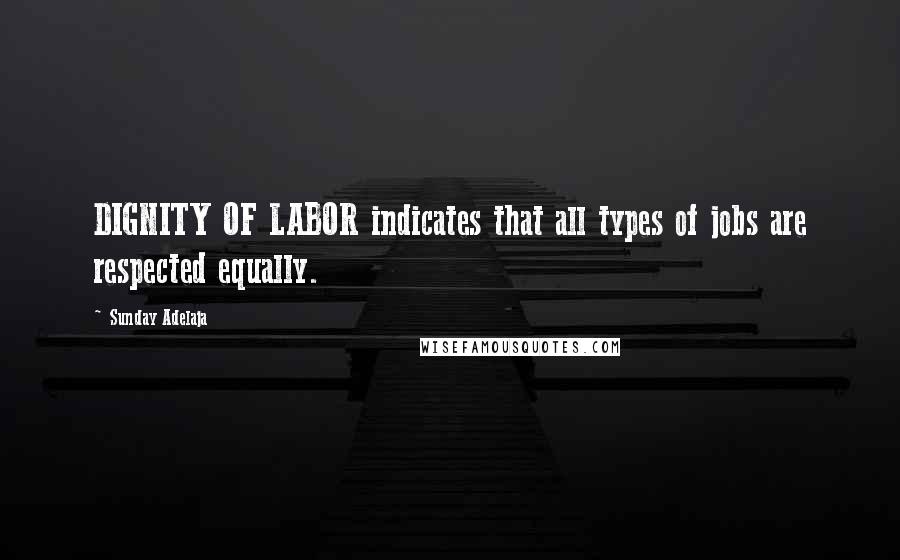 Sunday Adelaja Quotes: DIGNITY OF LABOR indicates that all types of jobs are respected equally.