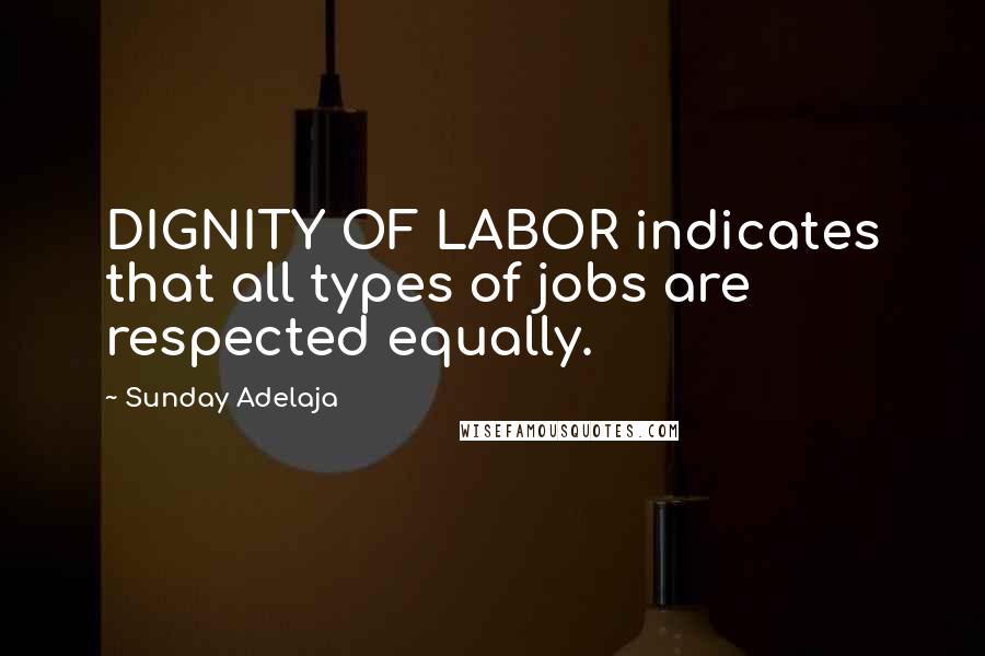 Sunday Adelaja Quotes: DIGNITY OF LABOR indicates that all types of jobs are respected equally.
