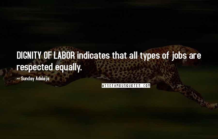 Sunday Adelaja Quotes: DIGNITY OF LABOR indicates that all types of jobs are respected equally.