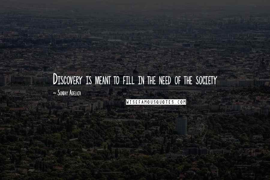 Sunday Adelaja Quotes: Discovery is meant to fill in the need of the society