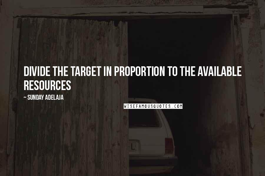 Sunday Adelaja Quotes: Divide the target in proportion to the available resources