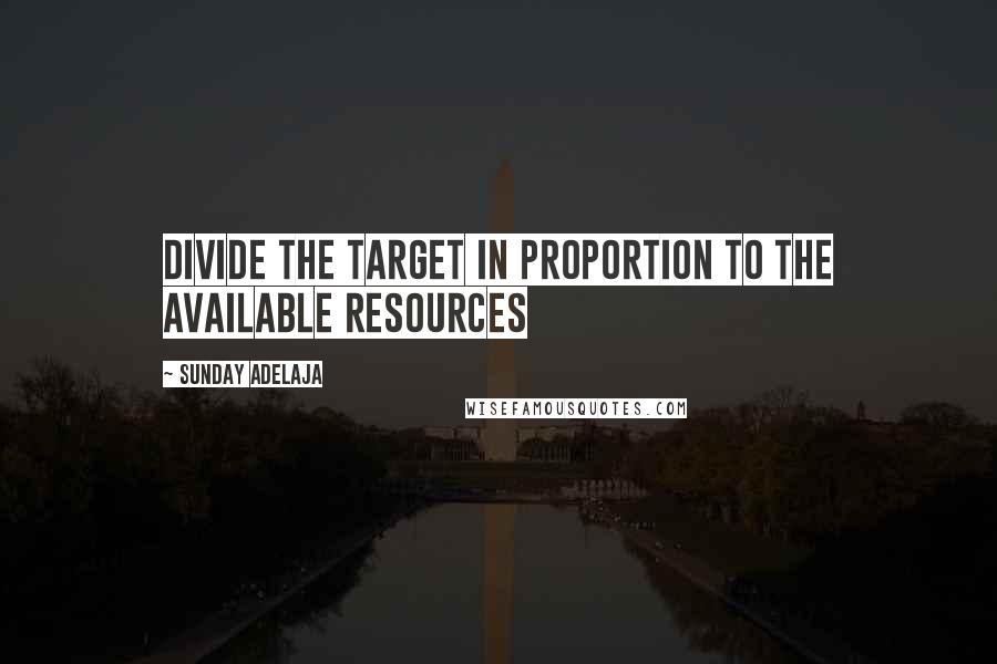 Sunday Adelaja Quotes: Divide the target in proportion to the available resources