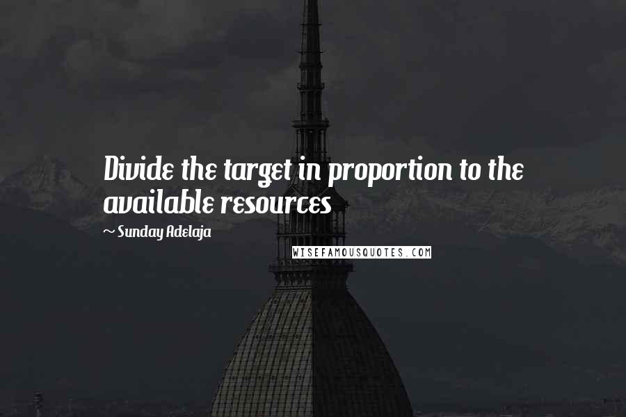 Sunday Adelaja Quotes: Divide the target in proportion to the available resources