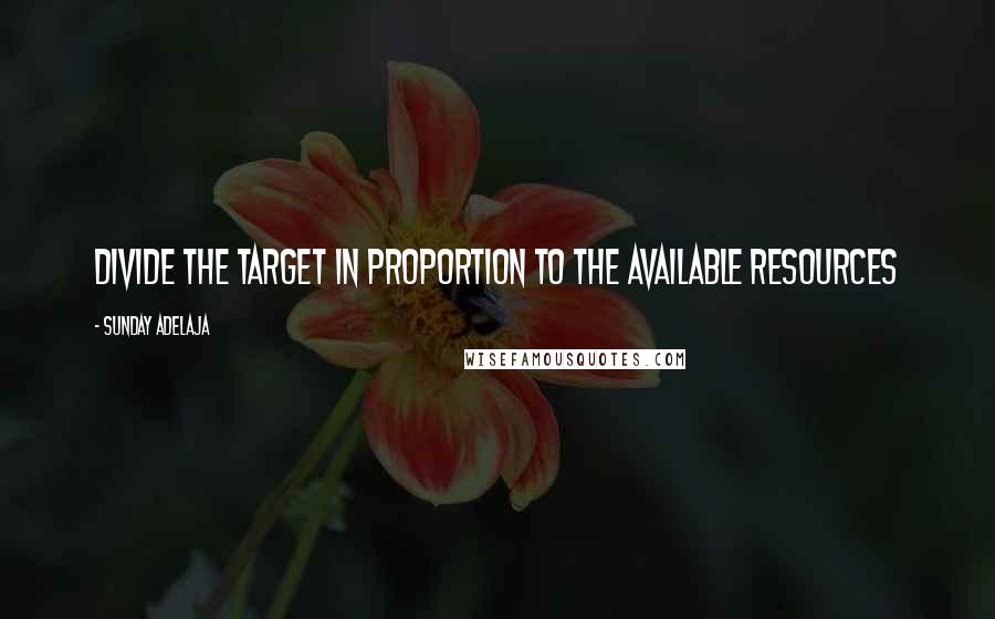 Sunday Adelaja Quotes: Divide the target in proportion to the available resources