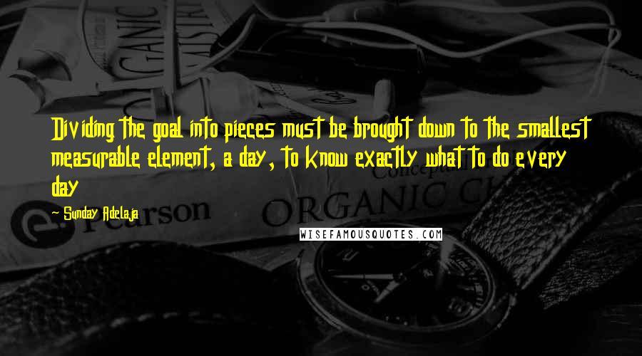 Sunday Adelaja Quotes: Dividing the goal into pieces must be brought down to the smallest measurable element, a day, to know exactly what to do every day