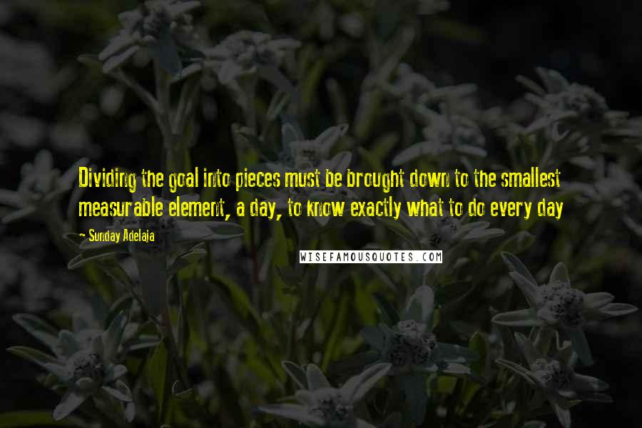 Sunday Adelaja Quotes: Dividing the goal into pieces must be brought down to the smallest measurable element, a day, to know exactly what to do every day