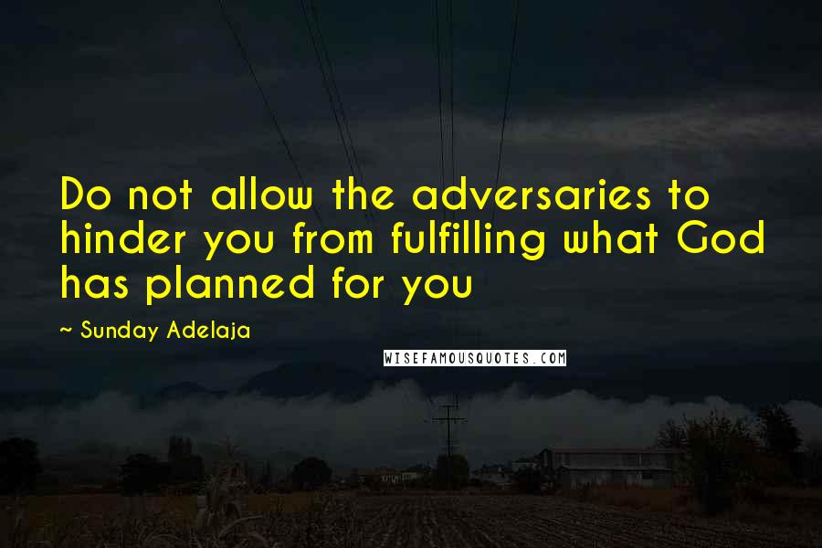 Sunday Adelaja Quotes: Do not allow the adversaries to hinder you from fulfilling what God has planned for you