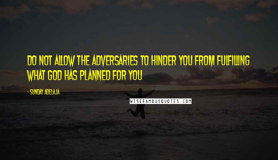 Sunday Adelaja Quotes: Do not allow the adversaries to hinder you from fulfilling what God has planned for you