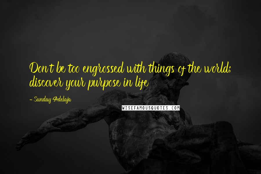 Sunday Adelaja Quotes: Don't be too engrossed with things of the world; discover your purpose in life