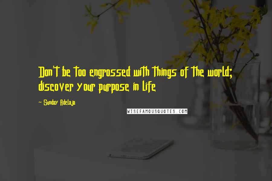 Sunday Adelaja Quotes: Don't be too engrossed with things of the world; discover your purpose in life