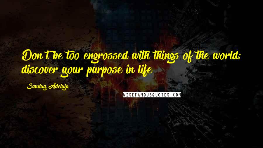 Sunday Adelaja Quotes: Don't be too engrossed with things of the world; discover your purpose in life