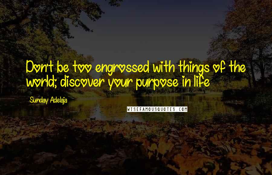 Sunday Adelaja Quotes: Don't be too engrossed with things of the world; discover your purpose in life