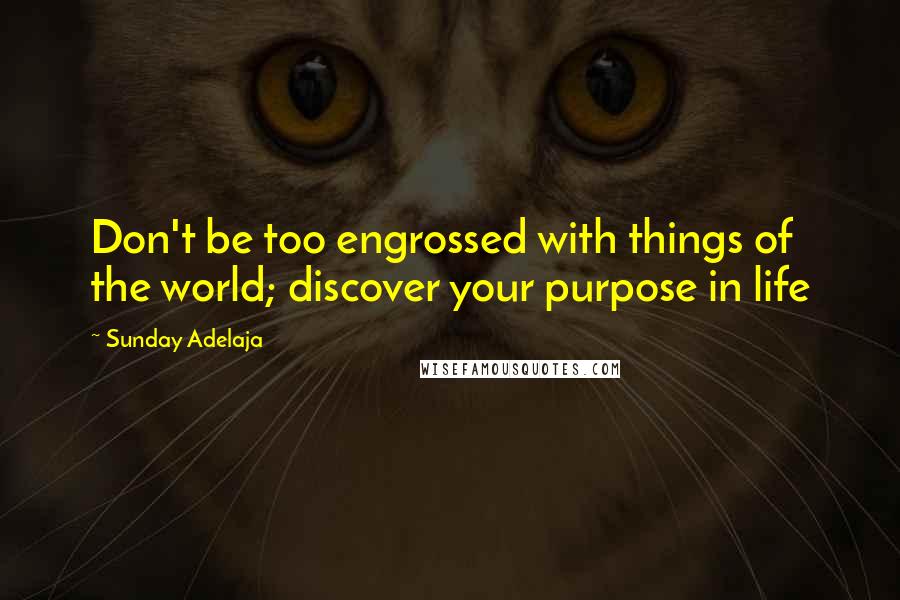 Sunday Adelaja Quotes: Don't be too engrossed with things of the world; discover your purpose in life