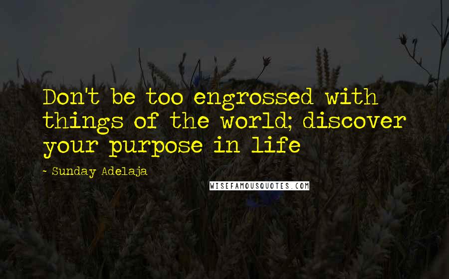 Sunday Adelaja Quotes: Don't be too engrossed with things of the world; discover your purpose in life