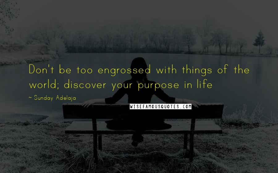 Sunday Adelaja Quotes: Don't be too engrossed with things of the world; discover your purpose in life