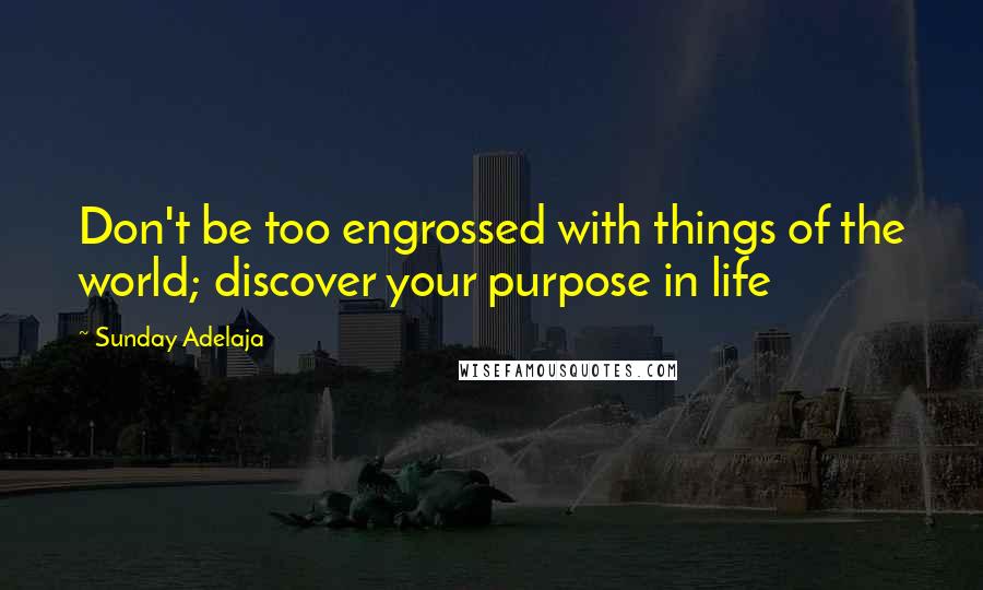 Sunday Adelaja Quotes: Don't be too engrossed with things of the world; discover your purpose in life