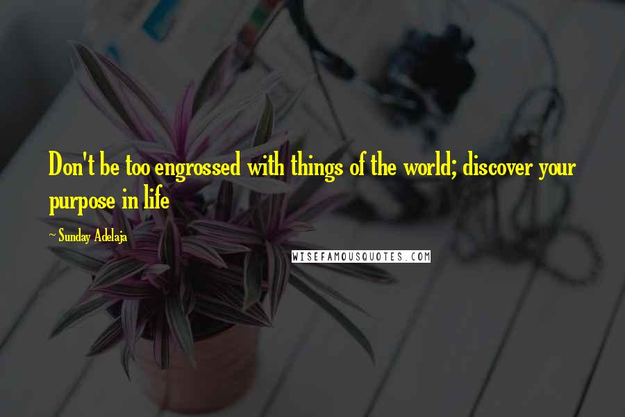 Sunday Adelaja Quotes: Don't be too engrossed with things of the world; discover your purpose in life