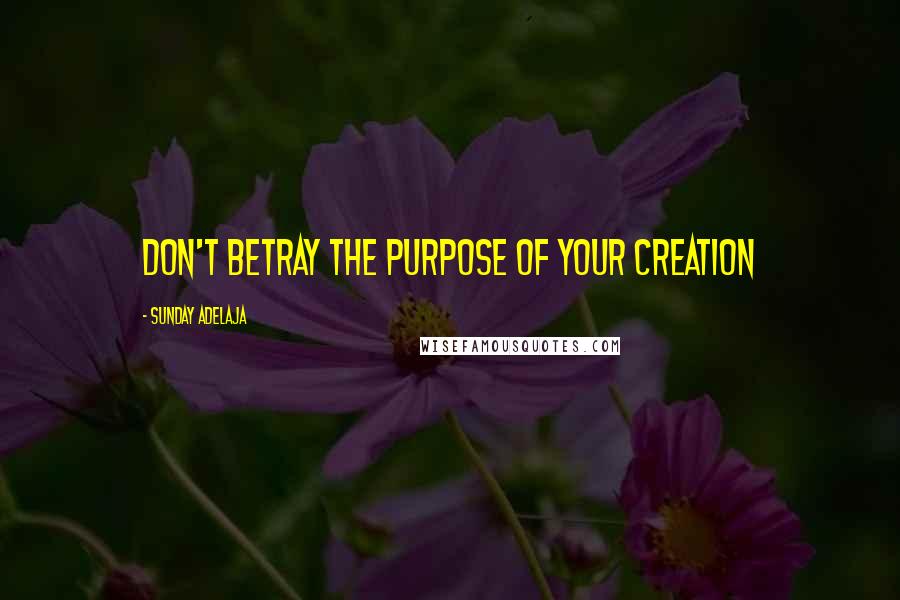 Sunday Adelaja Quotes: Don't betray the purpose of your creation