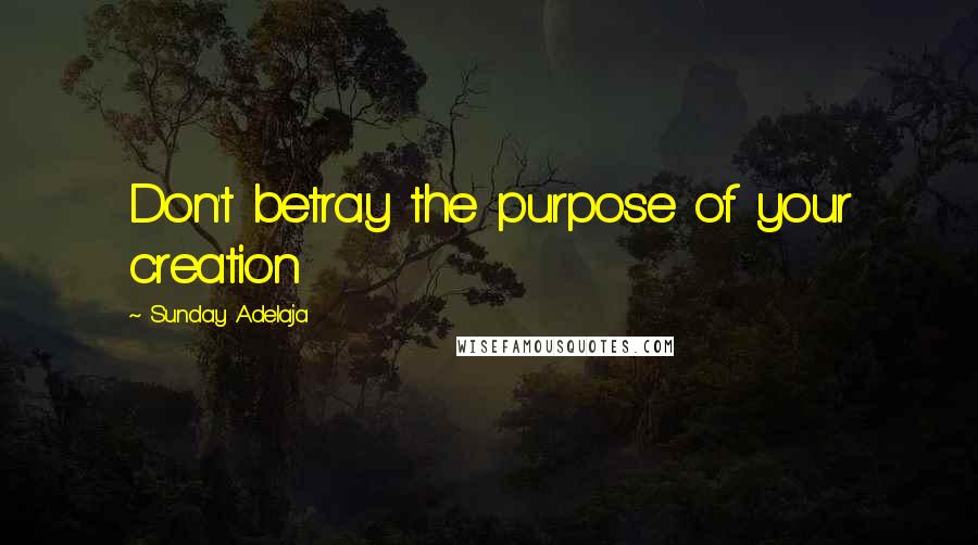 Sunday Adelaja Quotes: Don't betray the purpose of your creation