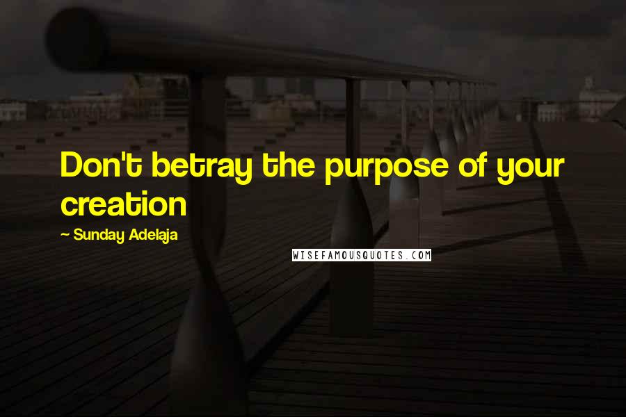 Sunday Adelaja Quotes: Don't betray the purpose of your creation