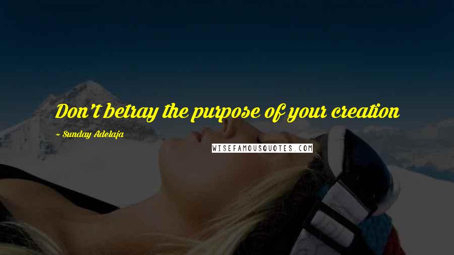 Sunday Adelaja Quotes: Don't betray the purpose of your creation