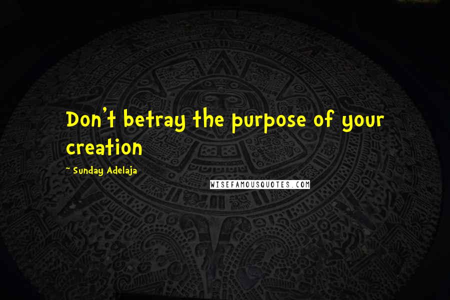 Sunday Adelaja Quotes: Don't betray the purpose of your creation