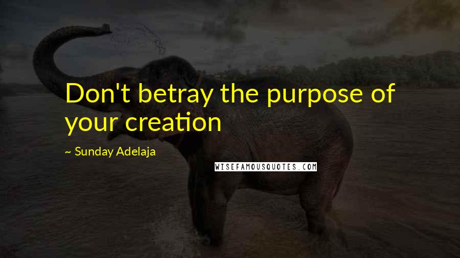 Sunday Adelaja Quotes: Don't betray the purpose of your creation