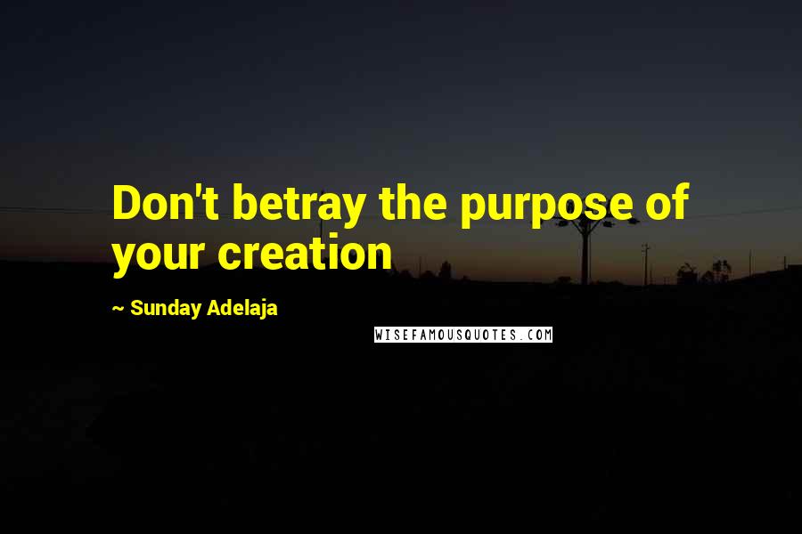 Sunday Adelaja Quotes: Don't betray the purpose of your creation