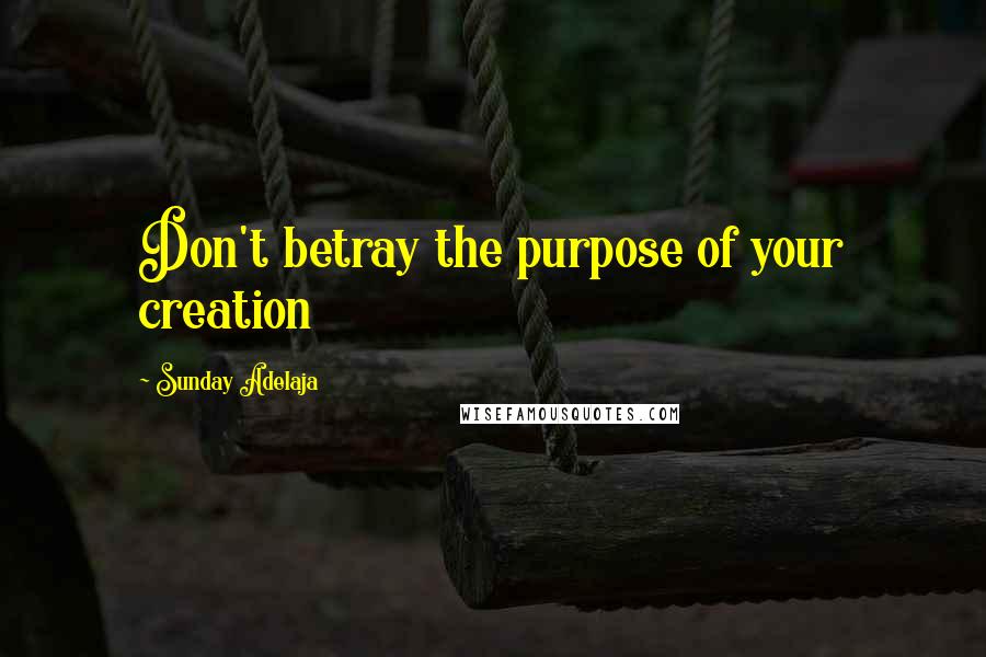 Sunday Adelaja Quotes: Don't betray the purpose of your creation