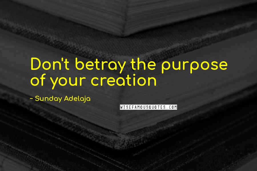 Sunday Adelaja Quotes: Don't betray the purpose of your creation