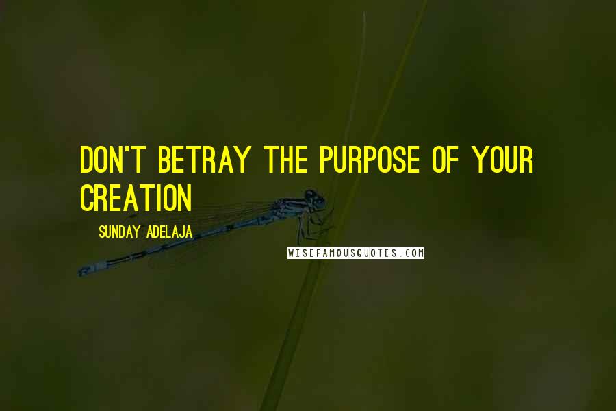 Sunday Adelaja Quotes: Don't betray the purpose of your creation