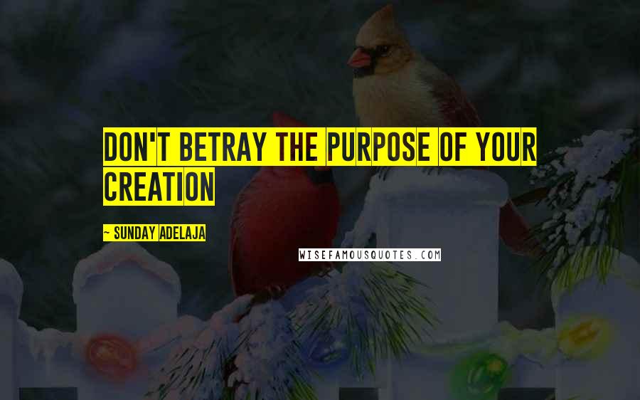 Sunday Adelaja Quotes: Don't betray the purpose of your creation