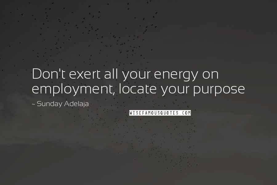 Sunday Adelaja Quotes: Don't exert all your energy on employment, locate your purpose