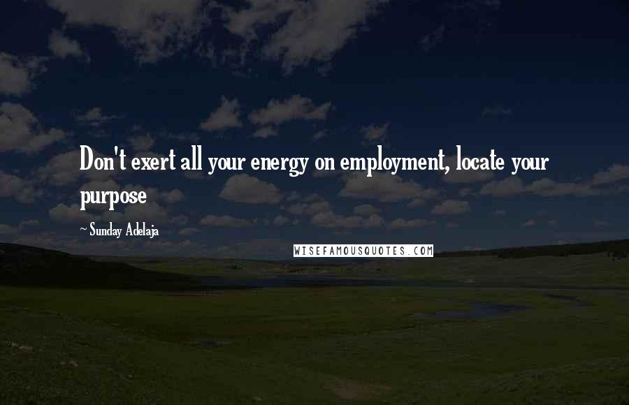 Sunday Adelaja Quotes: Don't exert all your energy on employment, locate your purpose